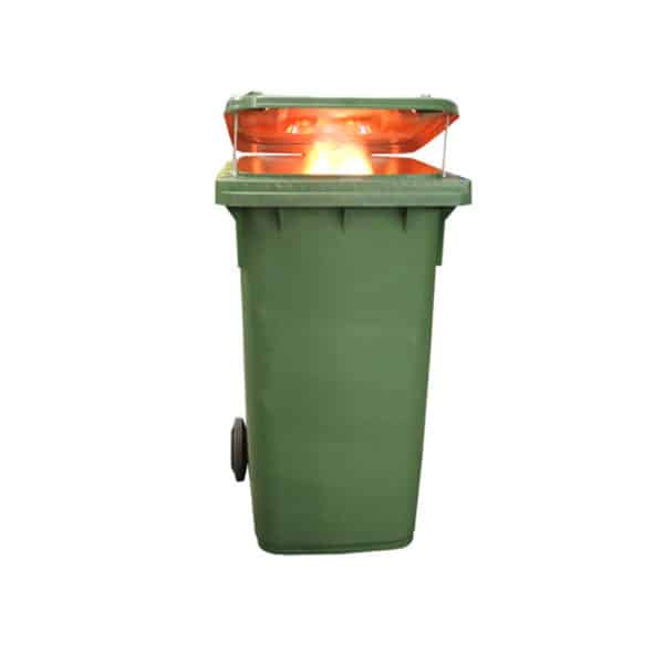 fireware simulated burning wheelie bin