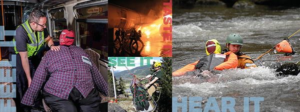 Emergency responders in action: feel, taste, see, hear.