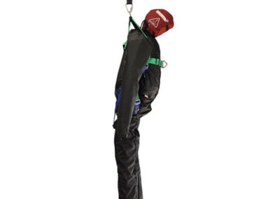 Rescue mannequin suspended in harness.