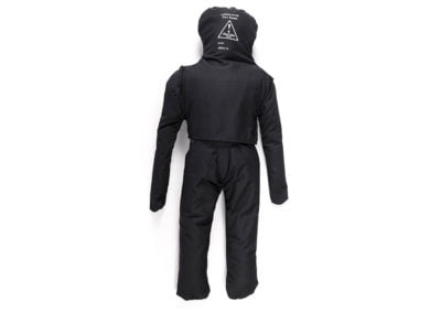 Black dummy for training and practice activities.