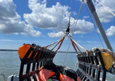 Man Overboard Training Manikin in Jasons Cradle hms blazer