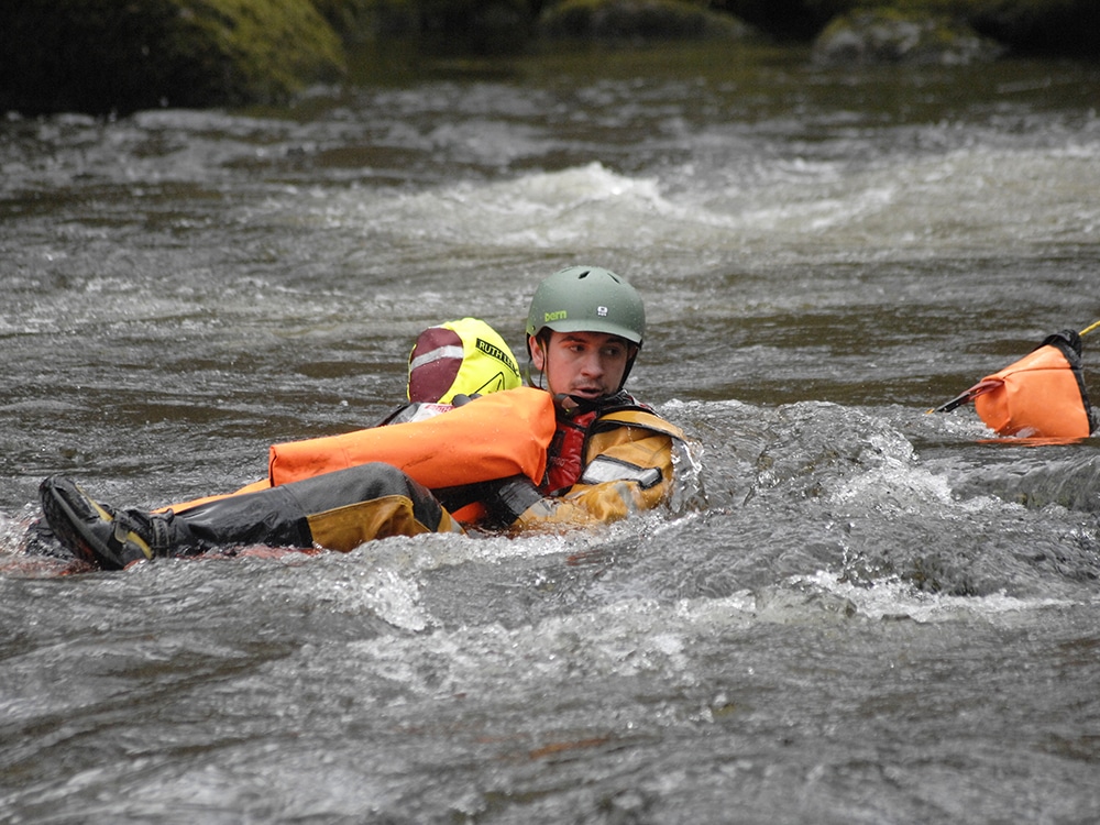 water rescue training with manikin