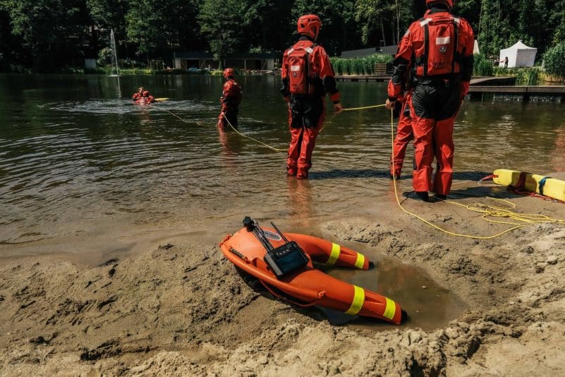 River lake training water rescue with fred fast rescue device